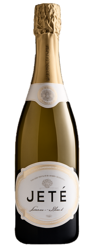 A bottle of Howard Park Jete Blanc de Blancs NV sparkling wine with gold foil top and a white and gold label featuring JETÉ in large text, crafted from Chardonnay, plus smaller text and decorative accents.